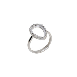 S925 Silver Droplet Shape Hollow Ring Holder 9.5x16mm For <b>Jade</b> Pearl Horse Shell <b>Jewelry</b> Findings Component - Product Image 4