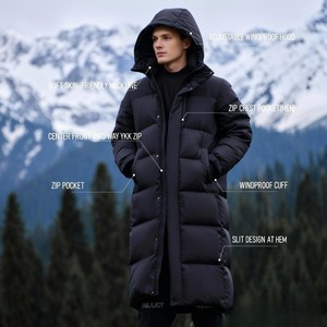<span class=keywords><strong>Manteau</strong></span> d'hiver pour homme, long, style décontracté, coupe-vent, doudoune pour homme, doudoune en duvet d'oie, veste matelassée pour homme, veste coupe-vent - Product Image 1