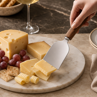 Couteau à fromage en acier inoxydable 430, fourchette à fromage, pelle à gâteau, ensemble d'outils à fromage avec manche en bois