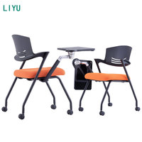 Chaise de formation pliante en maille Liyu pour salle de conférence avec tablette d'écriture, table d'étude et chaise de bureau tout-en-un