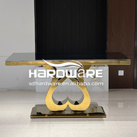 Juego de Mesa de Comedor de Vidrio Moderno y Lujoso de Acero Inoxidable Dorado para Dos Personas, Ideal para Eventos y Banquetes