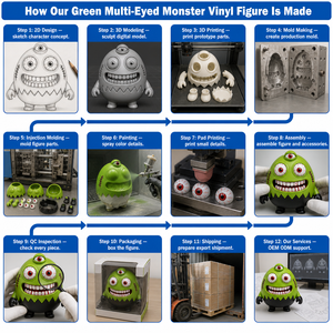 Figura de Vinilo Personalizada de Monstruo Verde, Fabricante OEM ODM, Juguete Artístico para Diseñadores, Figura de Acción de Anime, Mini Modelo de PVC, Caja Sorpresa - Product Image 3