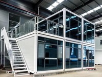 Bâtiment de bureau et atelier préfabriqué de luxe de 20 pieds à 2 niveaux avec mur-rideau en verre, escalier et isolation moderne