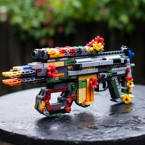 Customizable Plastic Toy Machine Gun Manual Operation For Boys 5 To 7 Years Old Camouflage Style <b>Building</b> <b>Blocks</b> Toy - Product Image 1