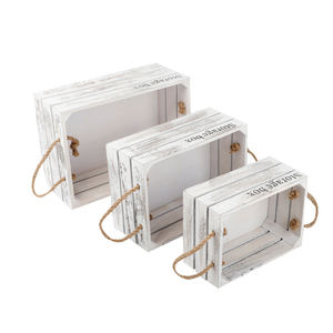 Vente chaude Caisse de stockage en <span class=keywords><strong>bois</strong></span> de pin vieilli Nouveau design Caisses de fruits et d'expédition bon marché avec gravure pour un usage domestique - Product Image 4