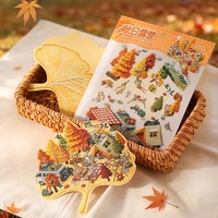 3 Adesivi per Confezione Serie Autunnale Xiu Zhen, Scenari di Cottage a Tema Autunnale, Adesivi Fai-da-Te per Artigianato
