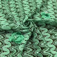 Tissu en dentelle florale 3D avec boules, 100 % polyester organique écologique, 155 cm, personnalisé, de luxe, pour femmes