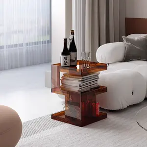 Light Luxury Side Table Home Bedroom Modern Minimalist Small Creative Black Acrylic Nightstand
