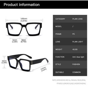 Gran oferta 881, <span class=keywords><strong>gafas</strong></span> cuadradas transfronterizas con montura grande, <span class=keywords><strong>gafas</strong></span> antiazules <span class=keywords><strong>baratas</strong></span> - Product Image 5