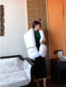 Étole en fourrure de renard MWFur, étole en fourrure de renard pour femmes et filles, mode d'hiver, grande étole en fourrure de renard pour femmes avec poches - Product Image 5