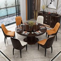 Italienischer runder Luxus-Esstisch und Stuhl aus massivem Holz, einfacher postmoderner High-End-Esstisch