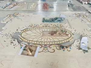Médaillon de sol en marbre découpé au jet d'eau pour hall d'entrée, incrustation de sol en pierre, motifs de marbre découpés au jet d'eau - Product Image 5