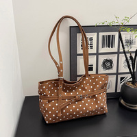 Sac fourre-tout en PU à pois pour femme, sac à main à bandoulière grande capacité pour les trajets quotidiens et le shopping