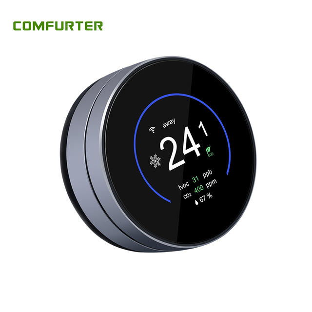 Comfurter ODM Tuya WiFi Modbus Round TFT Color Screen Ac Thermostat Heat Pump Smart Room Thermostat for Conventional System