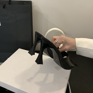 Mules à talons aiguilles en soie de 8 cm pour femmes, style simple, sandales d'été confortables pour l'extérieur, chaussures de soirée pour dames - Product Image 5