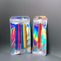 Petit mini pochette plate étanche à l'eau avec fermeture éclair laser holographique pour bijoux emballage de sac transparent en plastique vente en gros