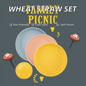 Oem thiết kế dễ thương nhựa bữa ăn tối món ăn thiết lập vòng rơm lúa mì Bộ đồ ăn cho hộ gia đình nhà bếp 8.4cm Gia vị món ăn kho - Product Image 2