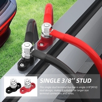 Bloc de distribution d'alimentation automobile en acier inoxydable avec connexion à boulon M10 de 3/8 po, 250 A, 12 V max, 48 V CC, borne de terre, noir et rouge