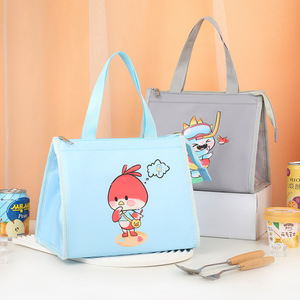 กระเป๋าใส่อาหารกลางวันของนักเรียนลายการ์ตูนทรงสามเหลี่ยมขนาดใหญ่ผ้าอ๊อกซ์ฟอร์ดสำหรับเด็กพร้อมกล่องอาหารกลางวันอลูมิเนียมฟอยล์หนา - Product Image 4