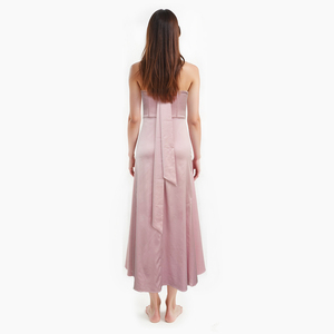 Nuevo vestido de fiesta de satén rosa fuerte-elegante falda acampanada con volantes y abertura - Product Image 5