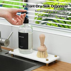 Tappetino per l'essiccazione del rubinetto in oro che assorbe l'acqua del sottobicchiere bianco 10 "X 4" portasapone portasapone alzata - Product Image 6