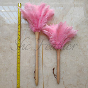 <span class=keywords><strong>Plumeau</strong></span> d'autruche <span class=keywords><strong>rose</strong></span> de style boutique avec motif teint à effet antistatique et manche en bois massif - Product Image 5