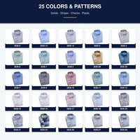 Kemeja Oxford Katun 100% Berkualitas Tinggi Pria Kasual Bergaris Kancing Depan Lengan Panjang dengan Bordir Logo Kustom