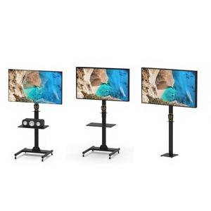 Carrito Móvil de Acero para TV con Señalización Digital, Altura Ajustable y Diseño de 4 Ruedas - Product Image 1