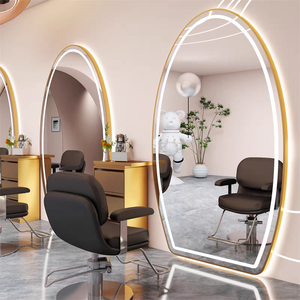 Lớn không thường xuyên <span class=keywords><strong>LED</strong></span> Salon cắt tóc gương màu vàng lớn trang trí gương Salon gương với đèn <span class=keywords><strong>LED</strong></span> - Product Image 1