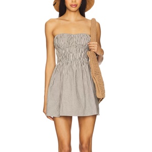 Robe d'été personnalisée à la mode pour femme, robe moulante à carreaux 100 % coton, mini-robe de soirée sans bretelles - Product Image 1