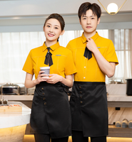 Vêtements de travail unisexes pour hommes et femmes en gros pour restaurant, café, bar, hôtel, serveur, serveuse, chemise à manches courtes