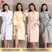 Peignoir en pur coton gaufré, fin, absorbant, qualité hôtelière, pour hommes et femmes, idéal pour le printemps, l'été et les salons de beauté, 100% coton