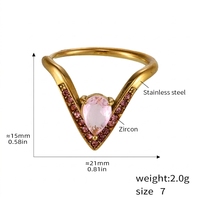 Exquisite V-förmige Herz-Ringe mit Bunten Kubischen Zirkonia-Steinen, Trendige Edelstahl-Mode-Ringe für Alltag und Partys