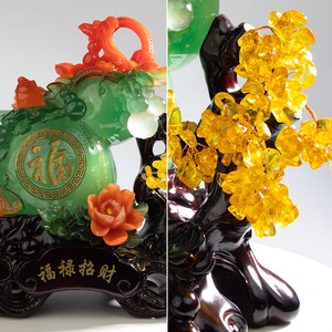 Botella de Resina Translúcida Colorida con Forma de Calabaza, Artesanía Tradicional de Feng Shui para Decoración de Interiores de Sala de Estar - Product Image 6