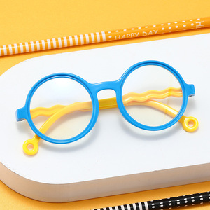 Gafas antiluz azul para niños, monturas redondas de silicona, sin prescripción médica, para uso en computadora, 72012 - Product Image 1