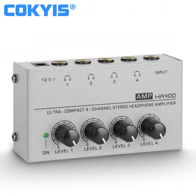 COKYIS HA400 Professional 4 Channel Metal Mini Home Headphone Amplifier Portable Laptop Stereo Audio Amplifier