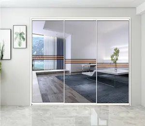 Nascido mais novo design interior de alta qualidade liga de alumínio partição fixa vidro guarda-roupas quarto moderno porta deslizante