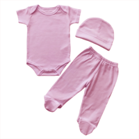 Romper Bayi Unisex Katun Khusus 6-12 Bulan Lengan Pendek Bernapas Ramah Lingkungan Set Hadiah Putih dengan Kancing Tekan