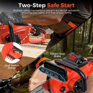 Mini tronçonneuse sans fil 12 pouces haute puissance, sans balais, lithium-ion, pour la coupe du bois et des branches, usage industriel et bricolage - Product Image 5