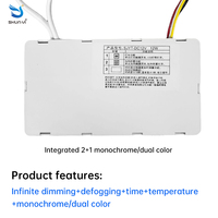Miroir de salle de bain intelligent 12W/18W/36W 12V avec interrupteur tactile, variateur LED, capteur tactile, affichage de l'heure et de la température, et fonction anti-buée