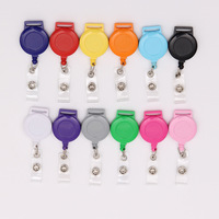 Porte-badge rétractable en plastique ABS en gros, couleur bonbon, porte-badge d'identification pour cordon de 15 mm