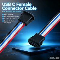 Câble de prise femelle Type-C LN-001 Plug & Play, connecteur de prise USB-C durable et étanche pour la charge et la transmission de données