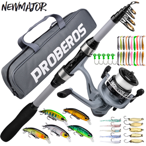 Kit de <span class=keywords><strong>canne</strong></span> à pêche télescopique en carbone NEWMAJOR avec moulinet, 1,8 m, poignée EVA, eau salée/eau douce, ensemble pour débutants - Product Image 1