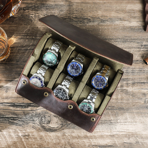 6スロットレザーウォッチトラベルケースロールヴィンテージエッグシェイプウォッチケースオーガナイザーラグジュアリーウォッチコレクションボックスCF1190 - Product Image 6
