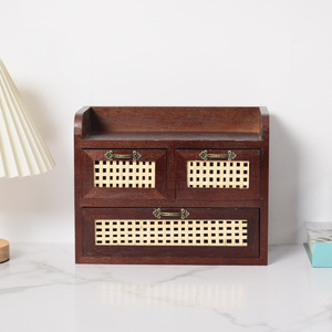 Japanese Retro Style Desktop <b>Storage</b> <b>Box</b> With Solid Wood <b>Drawers</b> For Jewelry Cosmetics And Miscellaneous Items Home Use - Product Image 2
