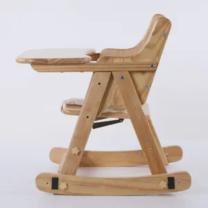 Silla alta de madera sólida personalizada para bebé, silla de comedor para bebé a precio de fábrica