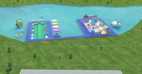 Parc aquatique flottant géant avec trampoline, toboggans et défis d'escalade pour adultes, complexes hôteliers et centres de sports nautiques