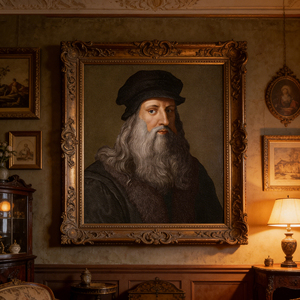 Dipinto a Olio di Alta Qualità Realizzato a Mano su Ceramica, Ritratto di <span class=keywords><strong>Leonardo</strong></span> <span class=keywords><strong>da</strong></span> <span class=keywords><strong>Vinci</strong></span>, <span class=keywords><strong>Arte</strong></span> Murale per Soggiorno e Arredamento Casa - Product Image 3