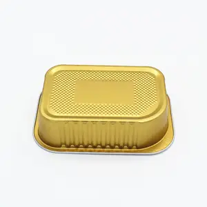 Lebensmittelbox 500 ml Einwegbehälter für Speisen zum Mitnehmen Deckel goldene Farbe Aluminiumfolie rechteckiges Herz rotes Aluminiumtablett