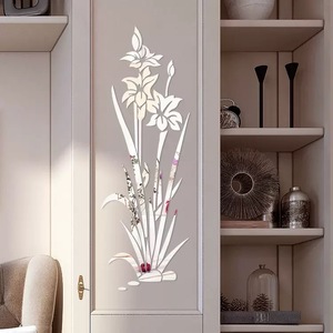 Haute Qualité Auto-Adhésif Acrylique Lily <span class=keywords><strong>Stickers</strong></span> Muraux Miroir Lily Sticker Mural pour <span class=keywords><strong>Chambre</strong></span> Creative TV Fond Mur Décor - Product Image 5
